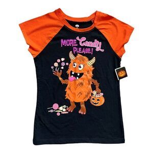 NWT Girls Celebrate Halloween Candy Monster Shimmer Graphic Tee Shirt - L 10/12